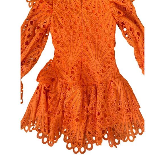 THE SANG Orange Ruffle Long Sleeve Mini Dress Size Medium NEW NWOT - Picture 12 of 14